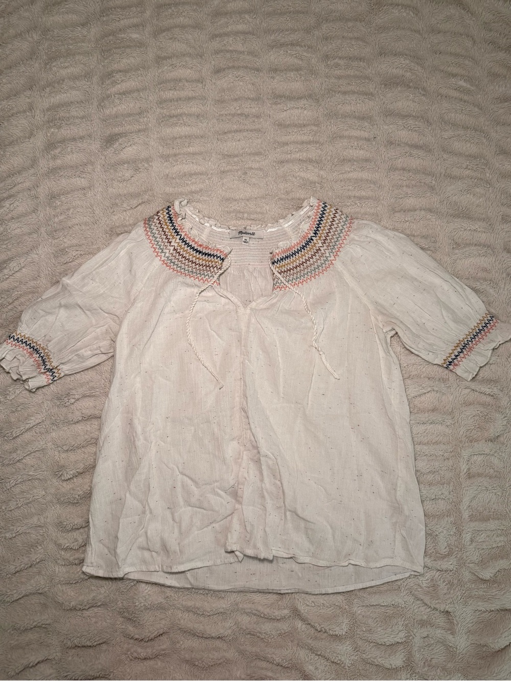 Madewell Embroidered Peasant Top Size XS